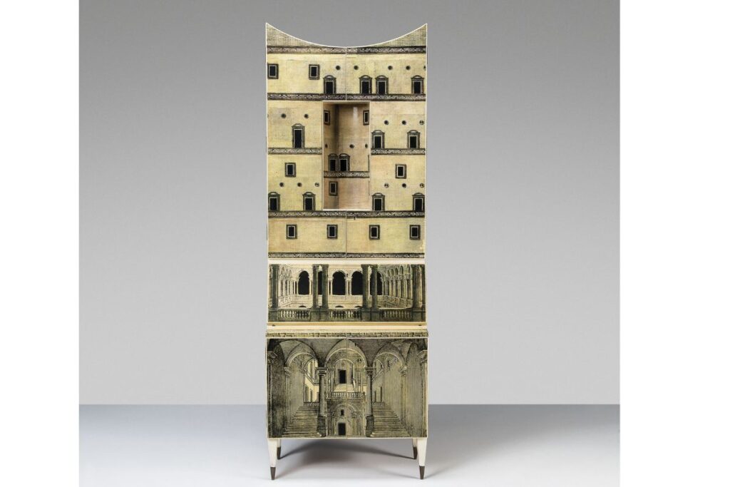 Architettura cabinet by Piero Fornasetti and Gio Ponti with a drawn architectural façade