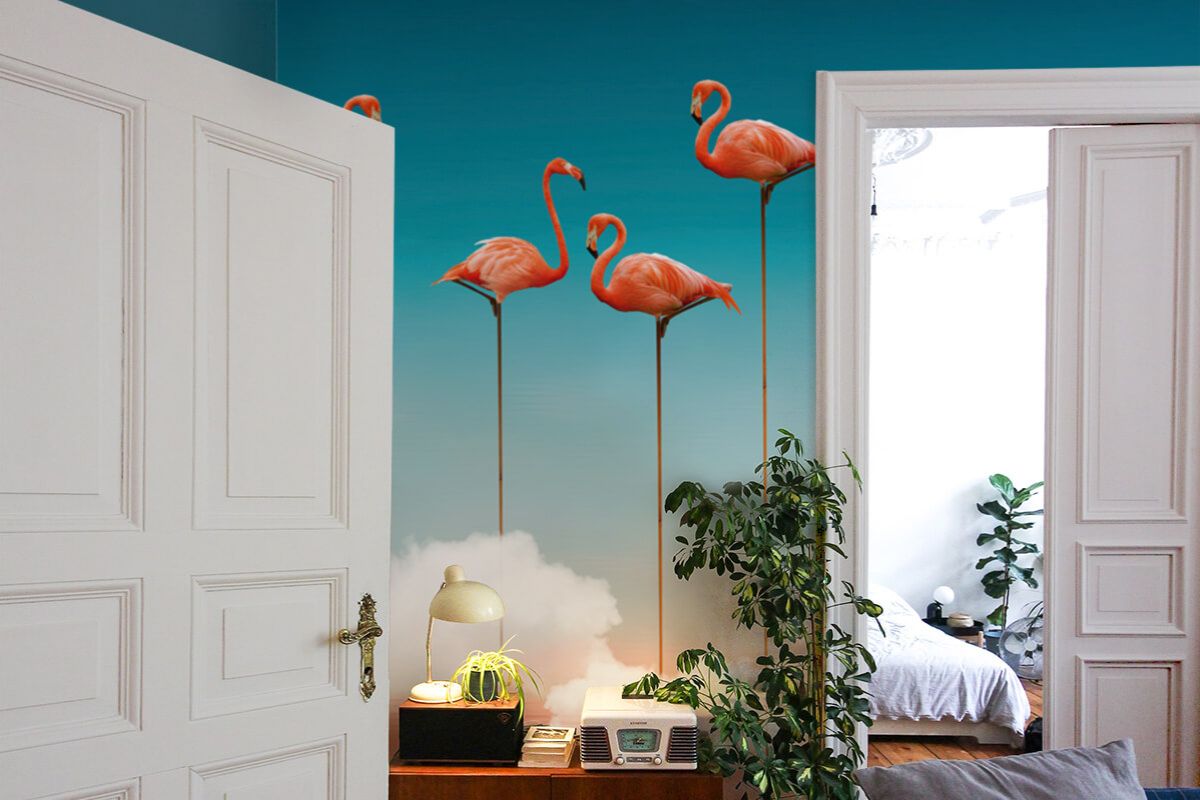 Flamingos Mural – Tres Tintas