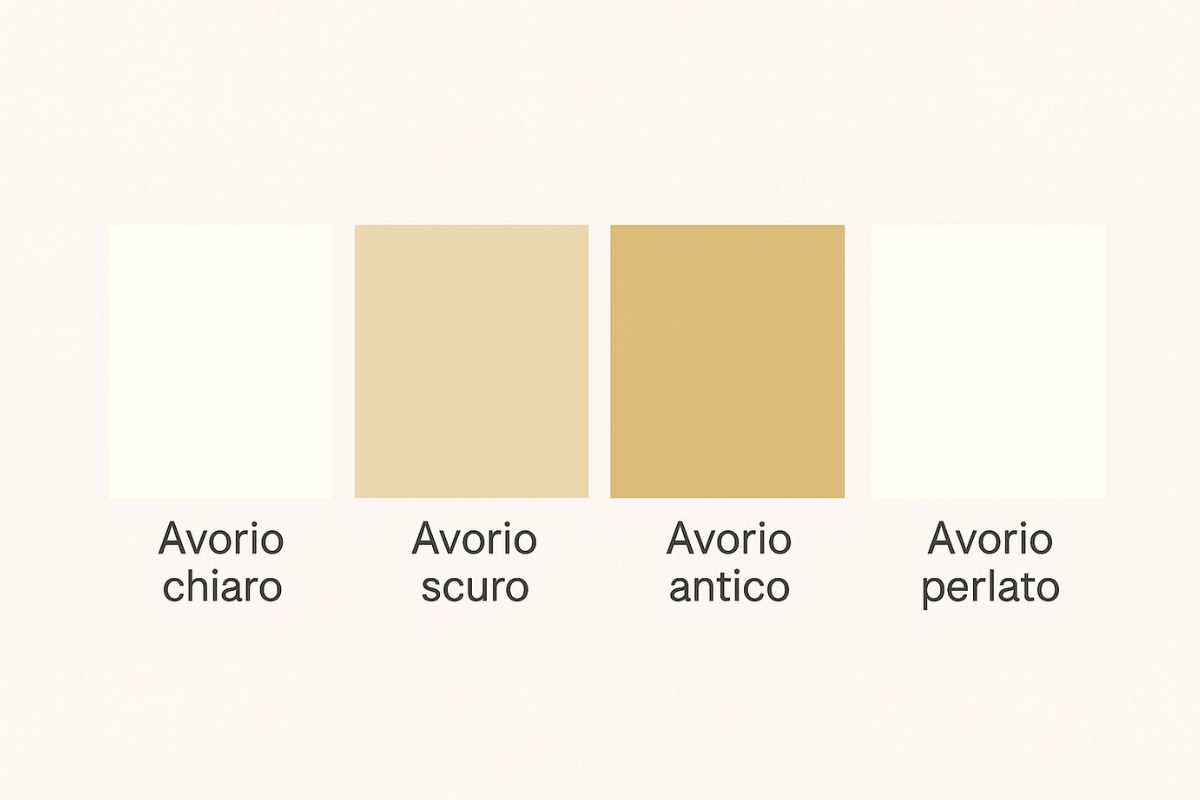 Le sfumature del colore avorio chiaro scuro antico perlato