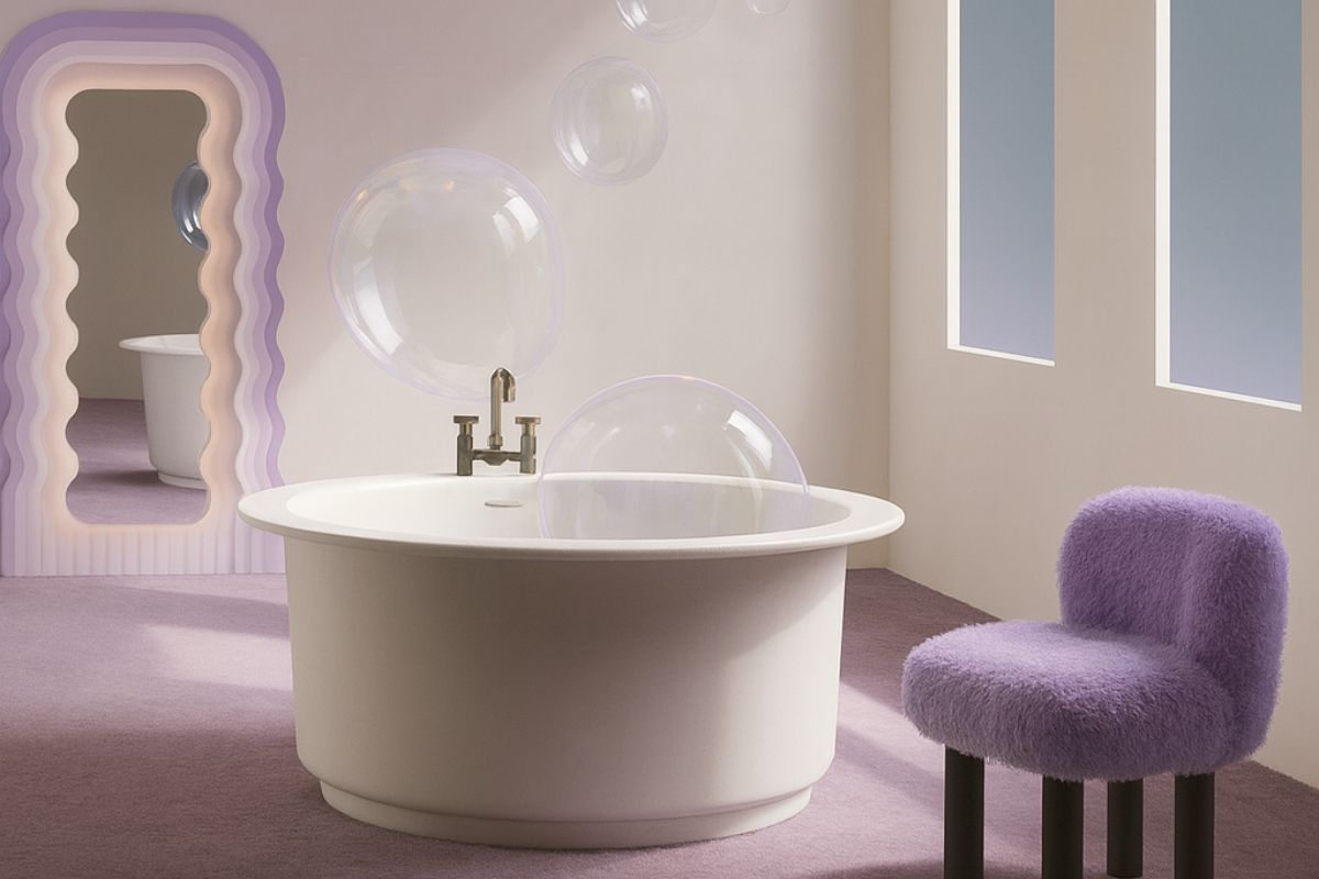 bagno colore lilla design