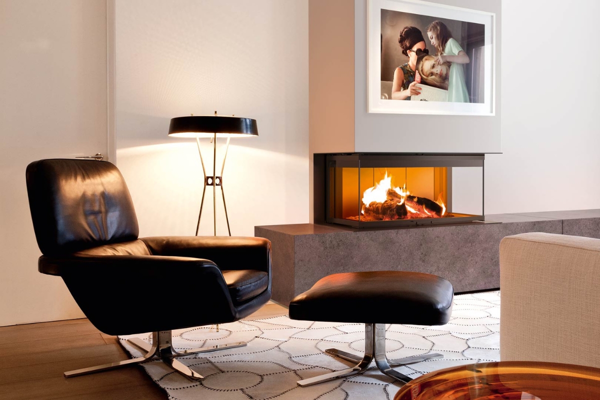 termocamino mcz design moderno pellet legna