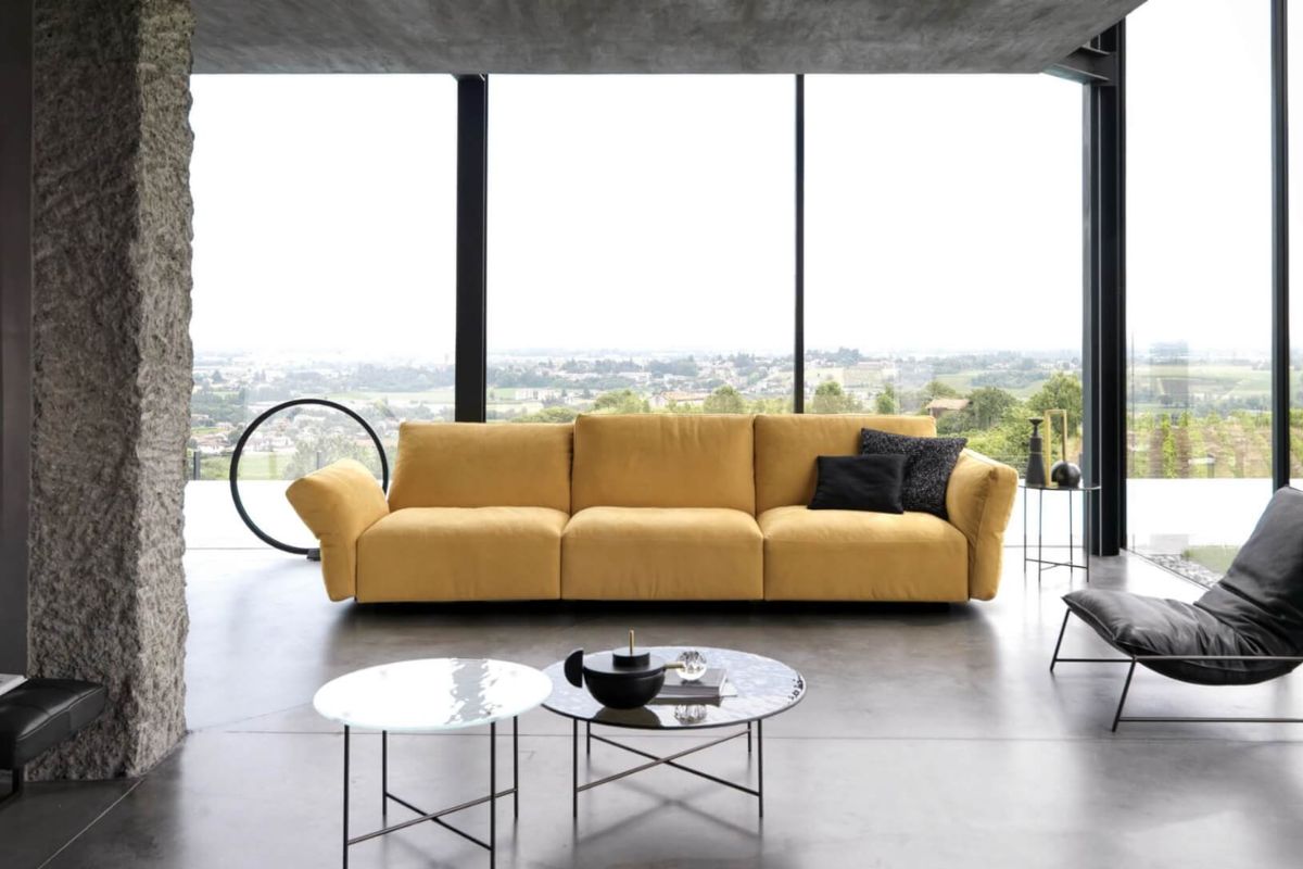 living con divano senape