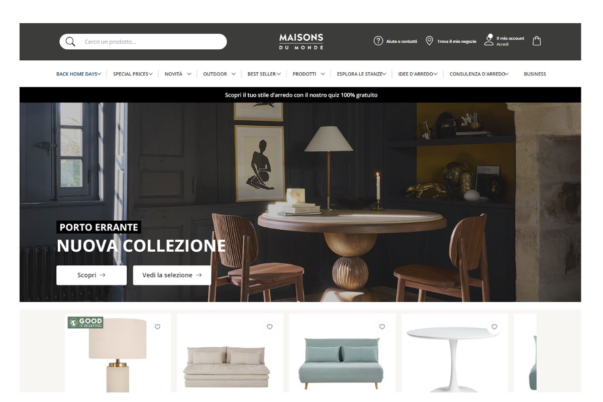 migliori e commerce arredamento - Maisons Du Monde
