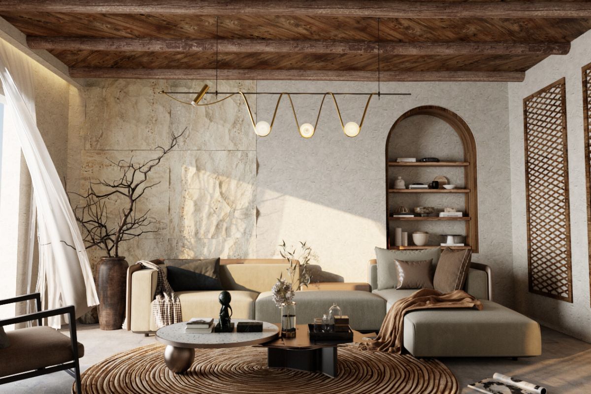 Arredamento in apparenza rustico ma elegante