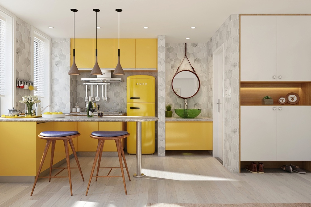 cucina piccola luminosa colori chiari