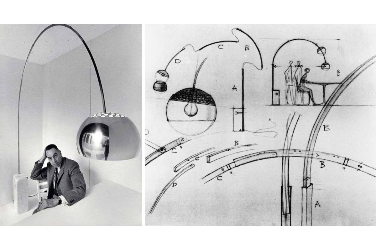 progetto storia lampada arco Achille Pier Giacomo Castiglioni