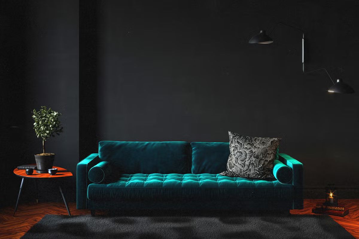 Arredare con il verde petrolio interior design living room sofa