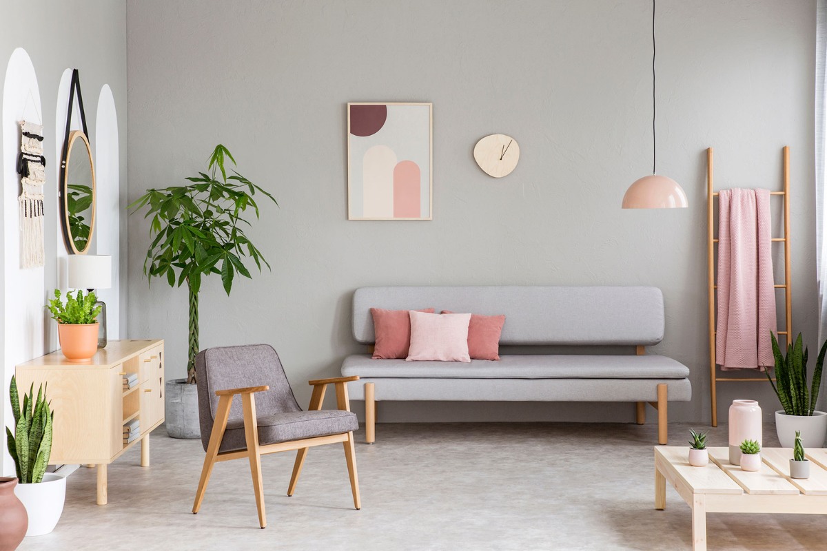 soggiorno rosa antico arredo moderno