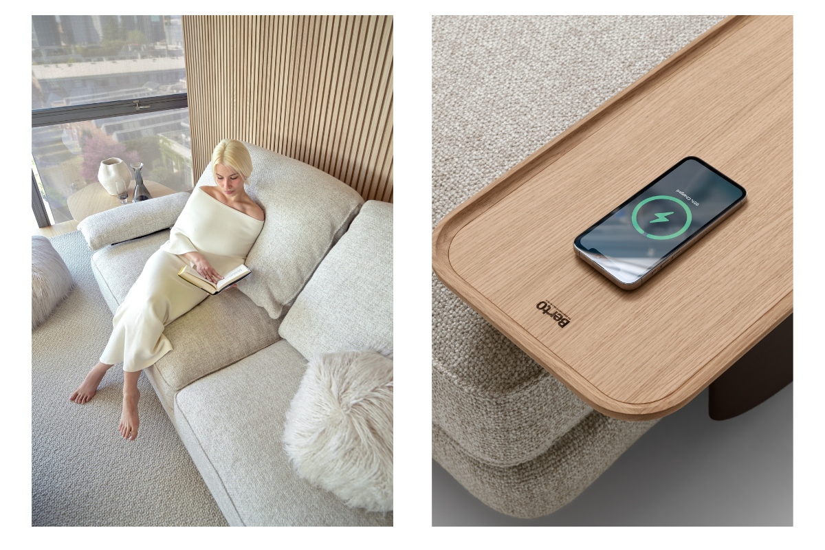 dettaglio bracciolo divano David con USB C premiato Archiproducts