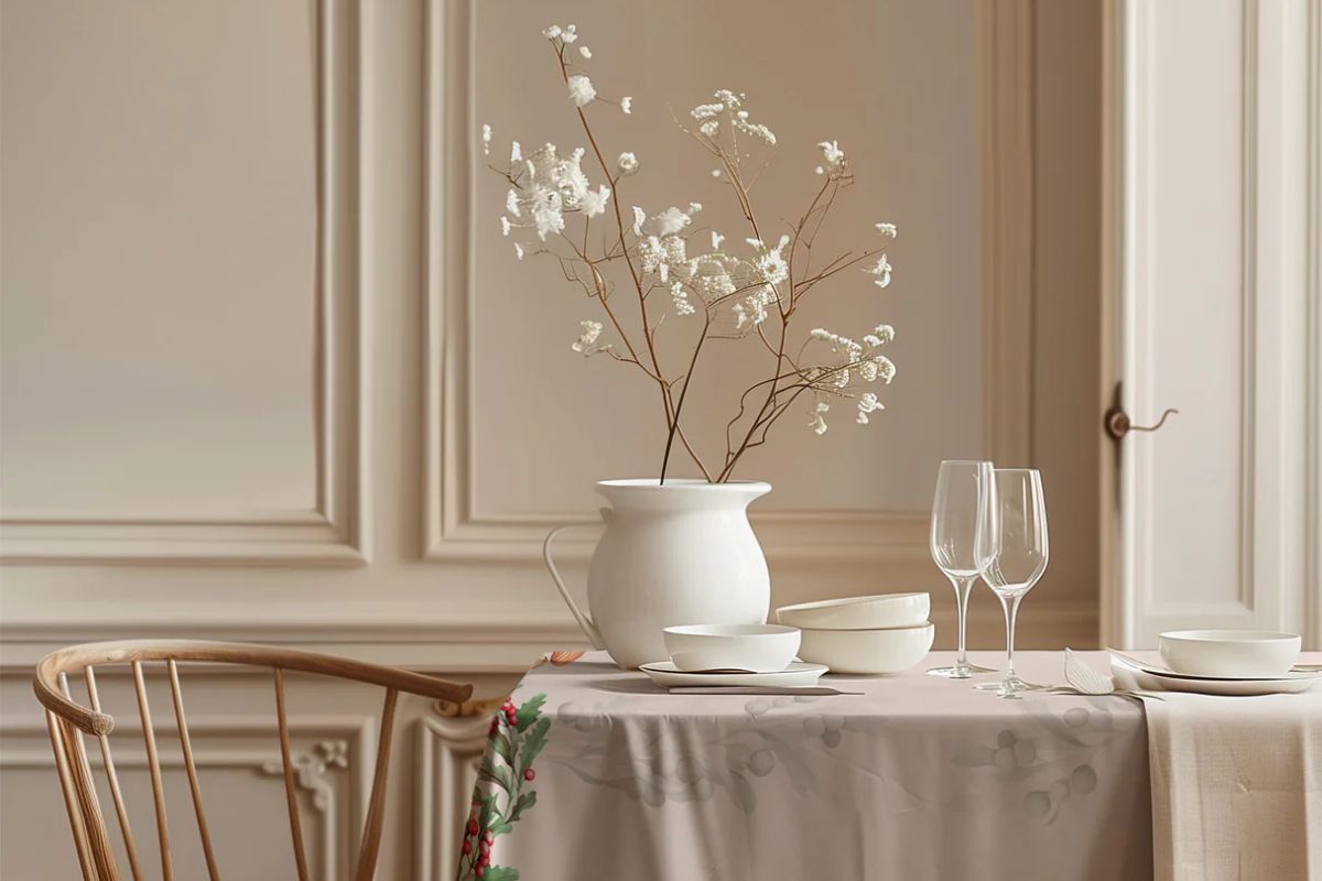 tavola natalizia lino