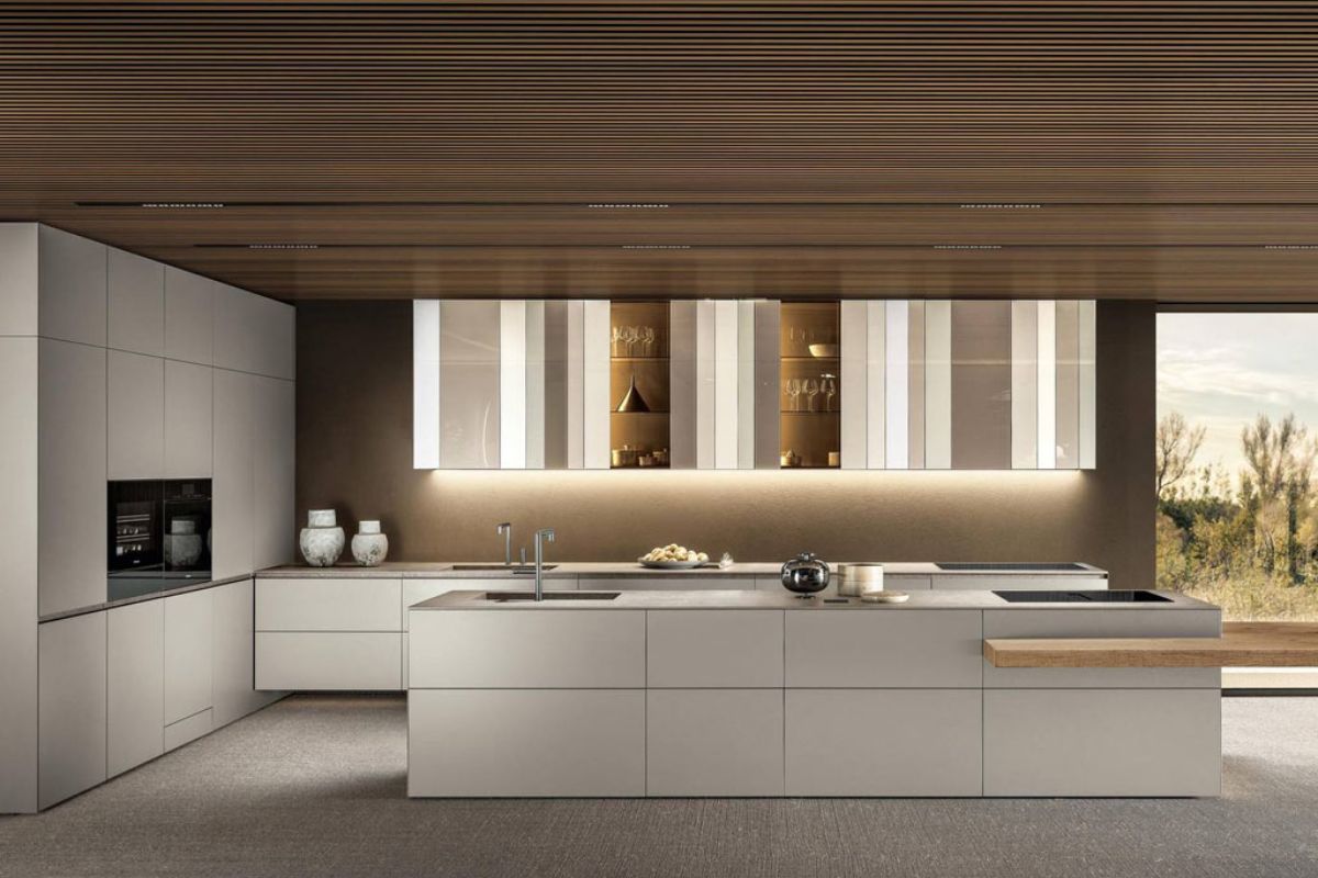 Cucina di lusso integrata nel living contemporaneo