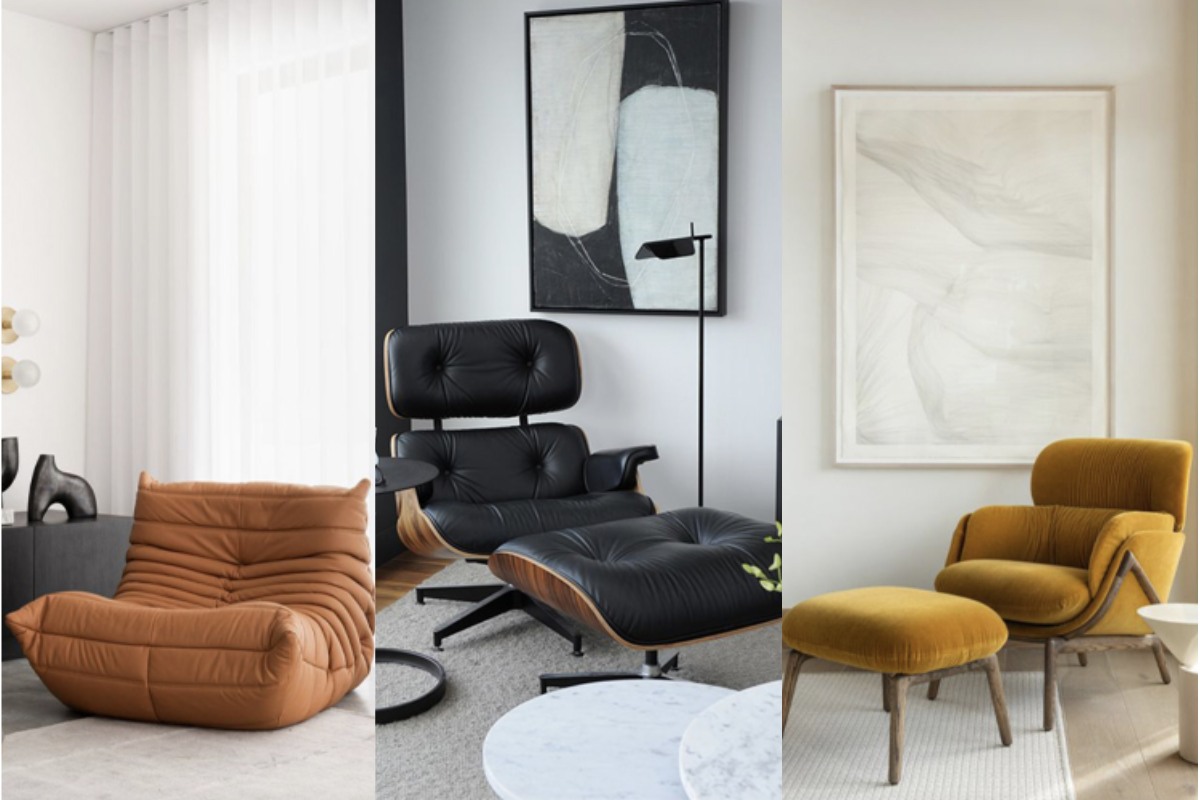 Poltrona di design in salotto contemporaneo