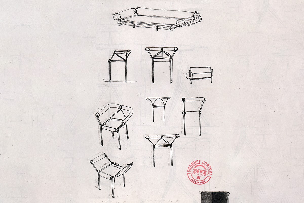bozzetto poltroncina design linee essenziali
