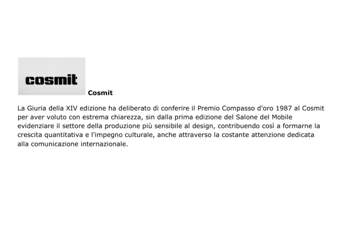 salone del mobile compasso d'oro 1987 cosmit
