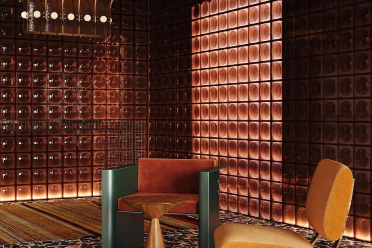 Backlit glass block wall design