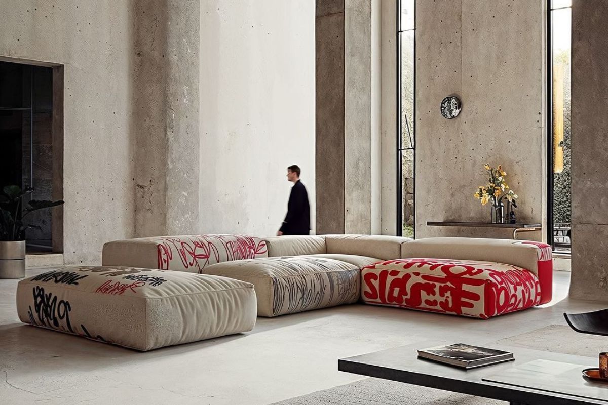 Art sofa as a living room design project