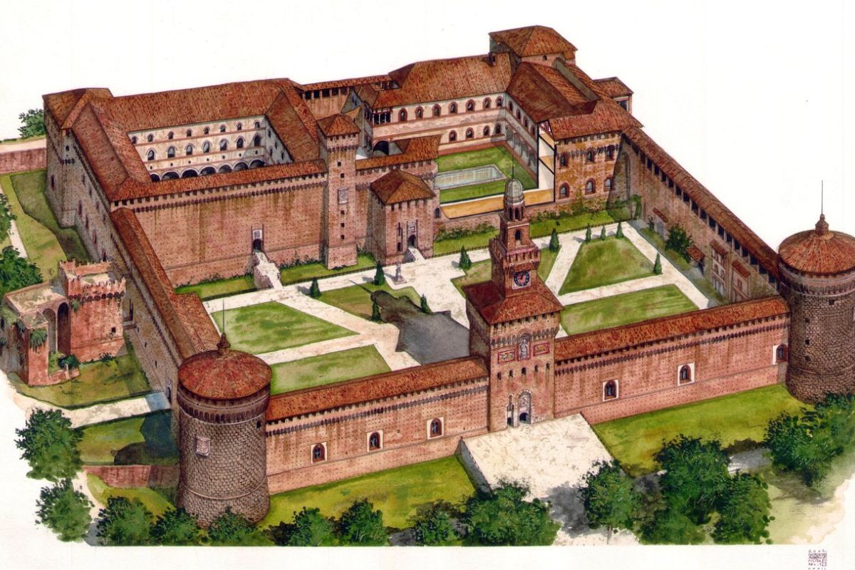 storia del Castello Sforzesco francesco sforza mappa
