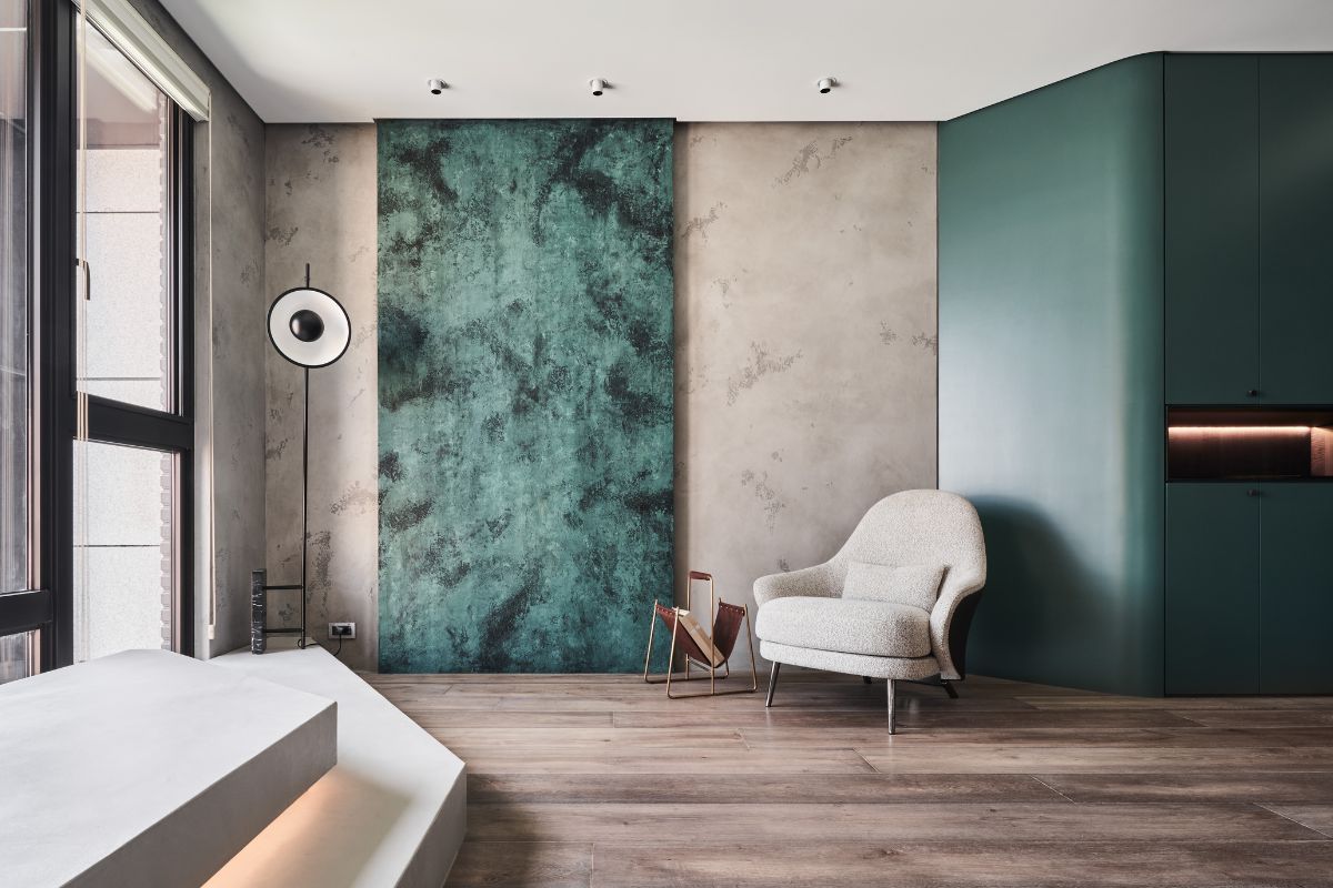 Superficie Novacolor effetto metallo per interior design contemporaneo