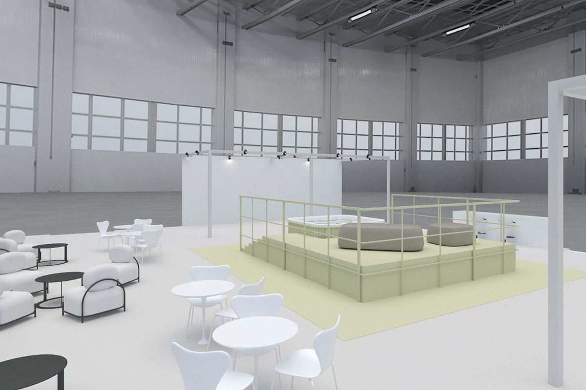 Render della mostra “Sustainable & Inclusive” presente a InOut 2026