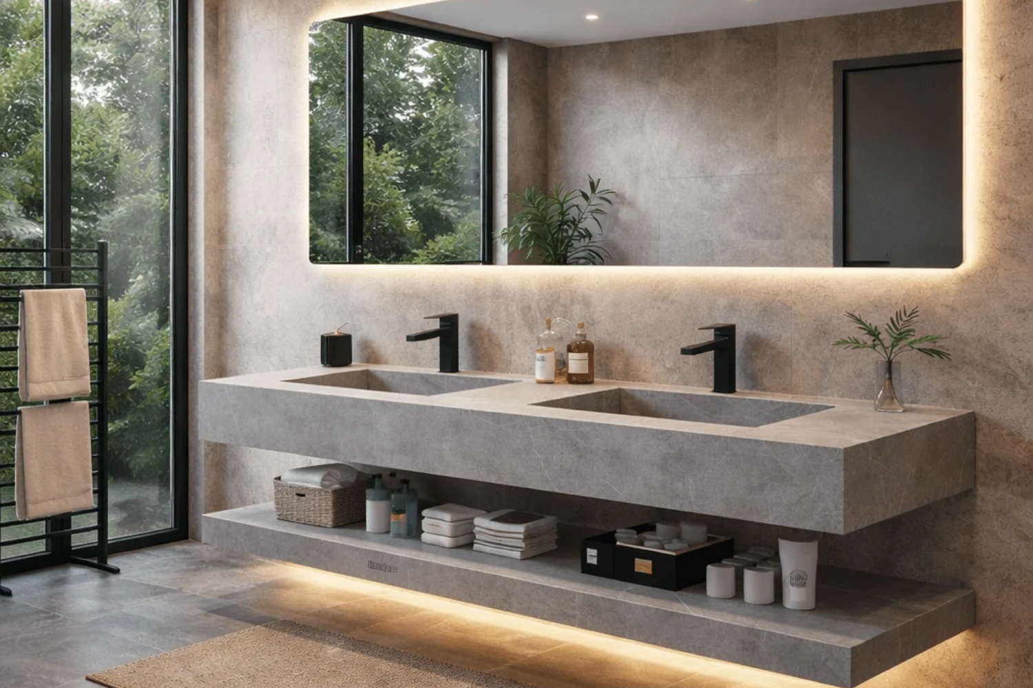 Bagno e rivestimenti grandi superfici e meno giunti