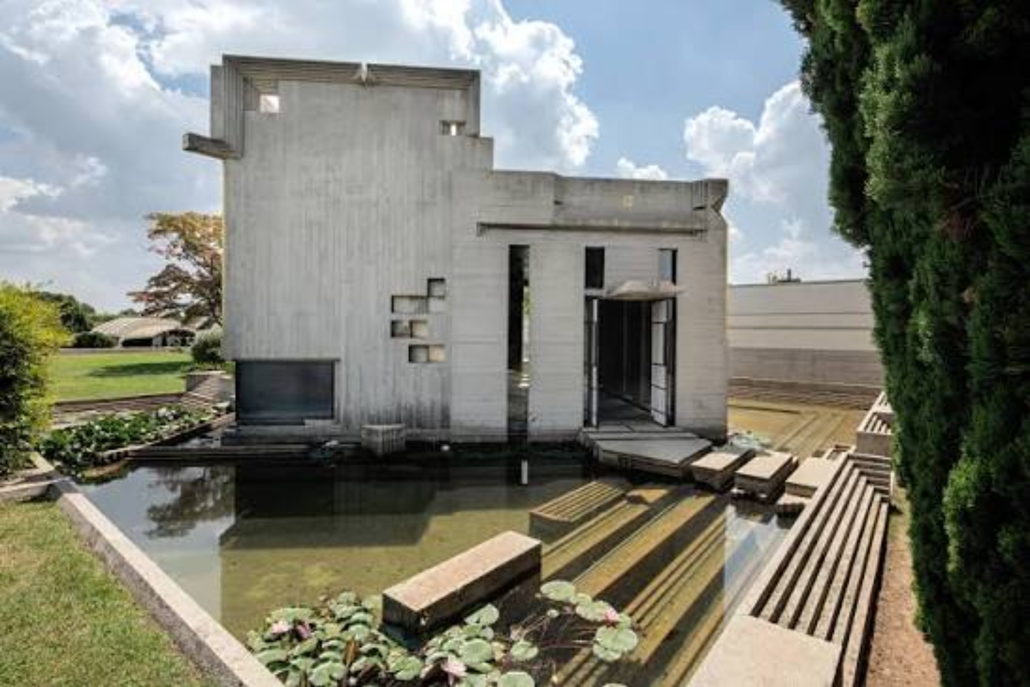 Brion Memorial by Carlo Scarpa in San Vito d'Altivole with concrete, water and landscape