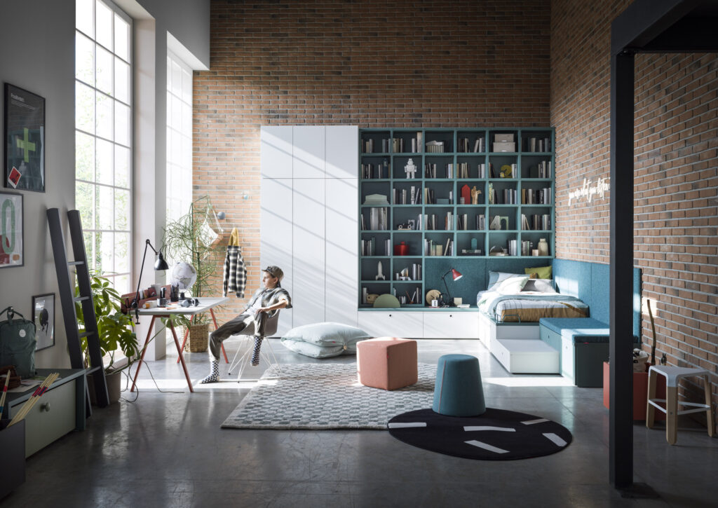 Cameretta bambini di design progettata con arredi modulari e funzionali