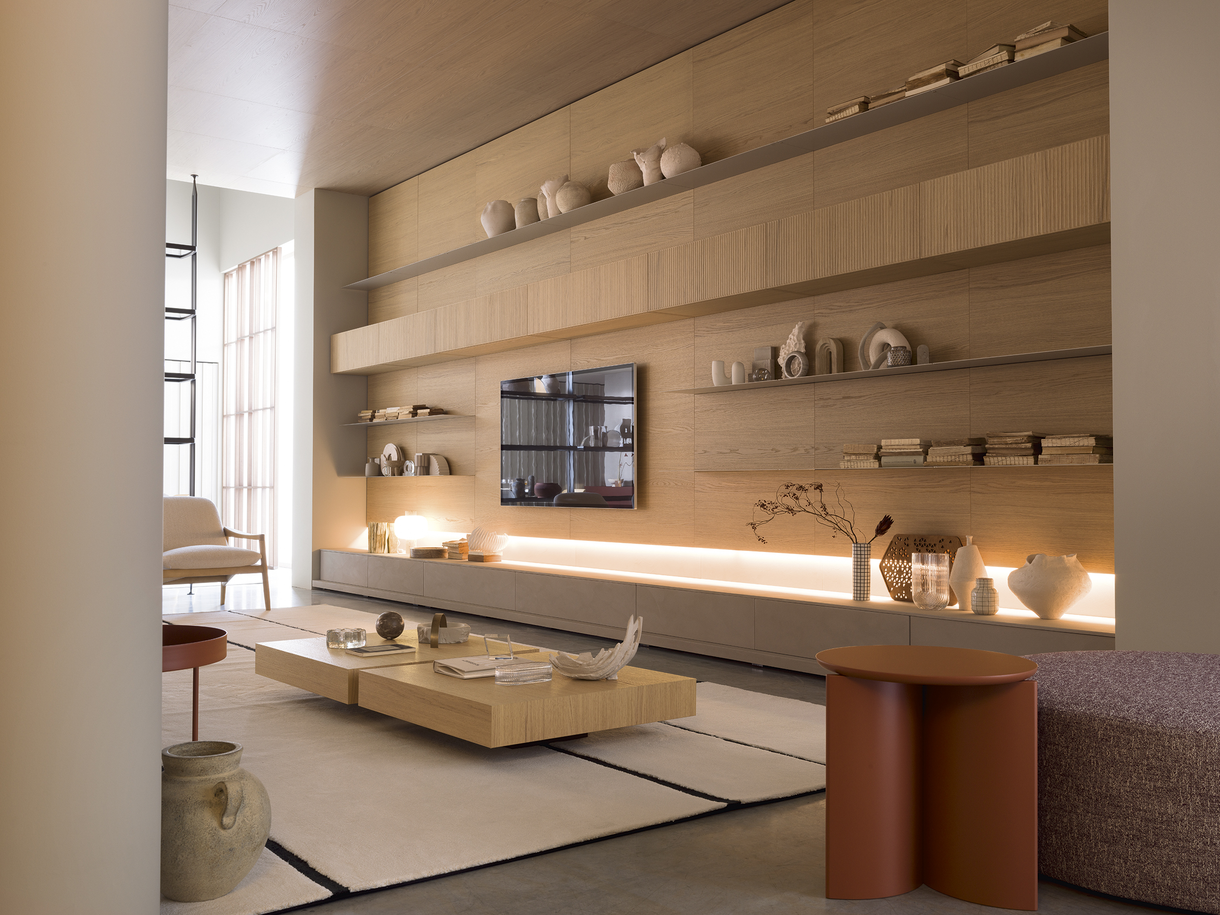 Parete attrezzata Novamobili con libreria e angolo home office