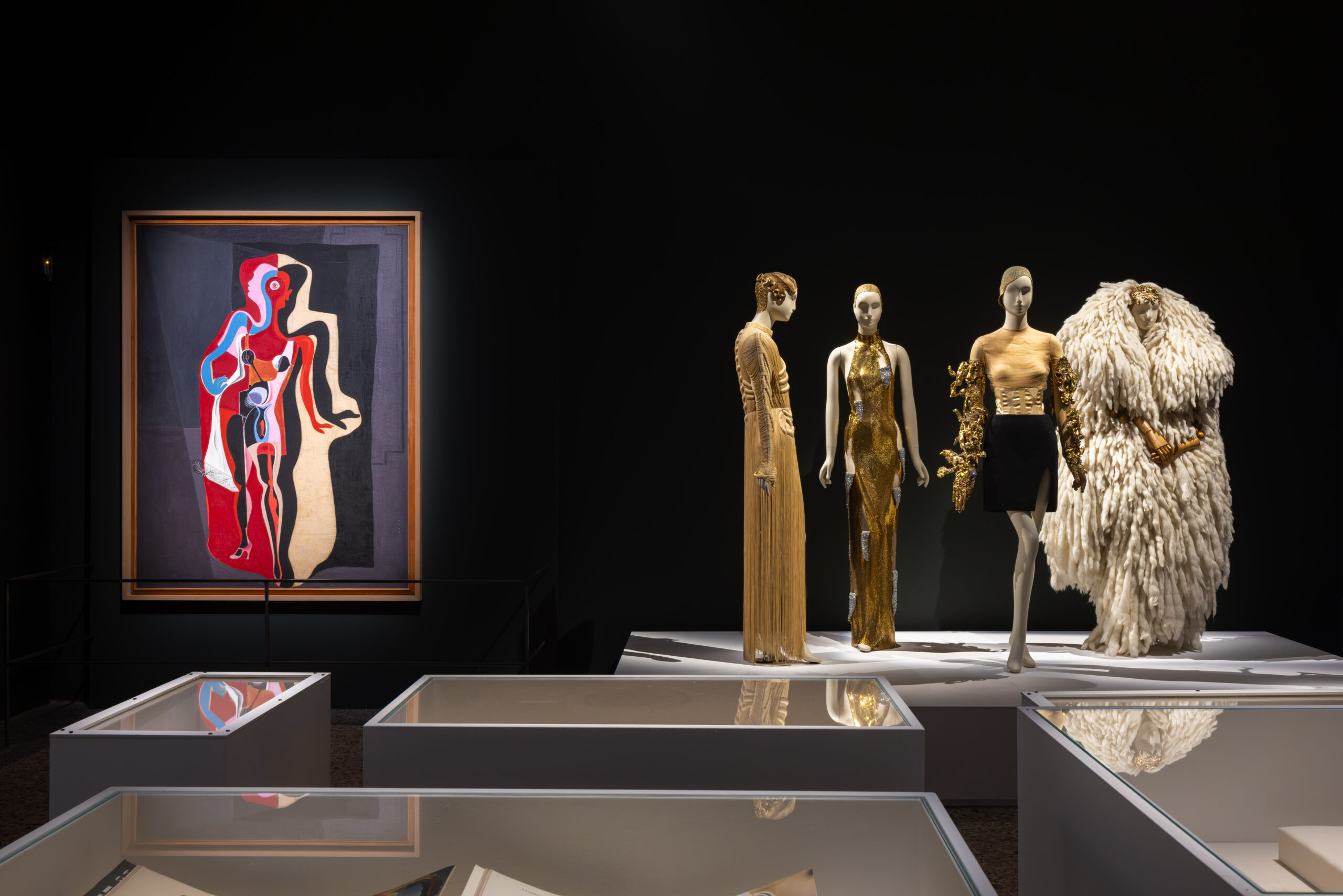 Salvador Dalí artwork on display at Palazzo Reale in Milan against a dark Novacolor backdrop