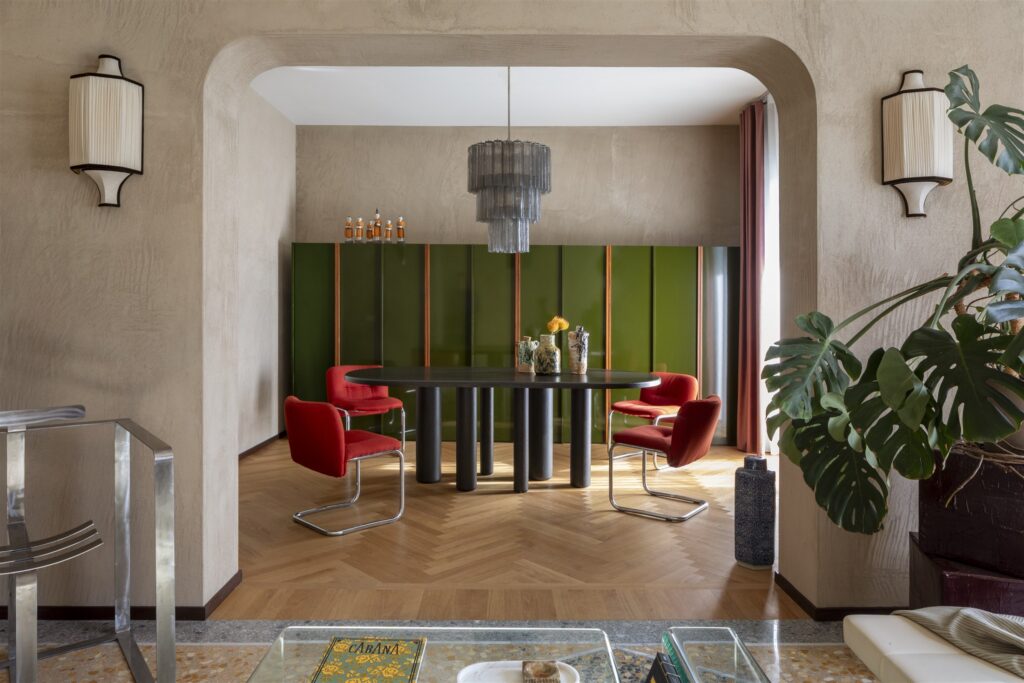 Zona giorno di Casa Barro a Roma progettata da 02A Studio