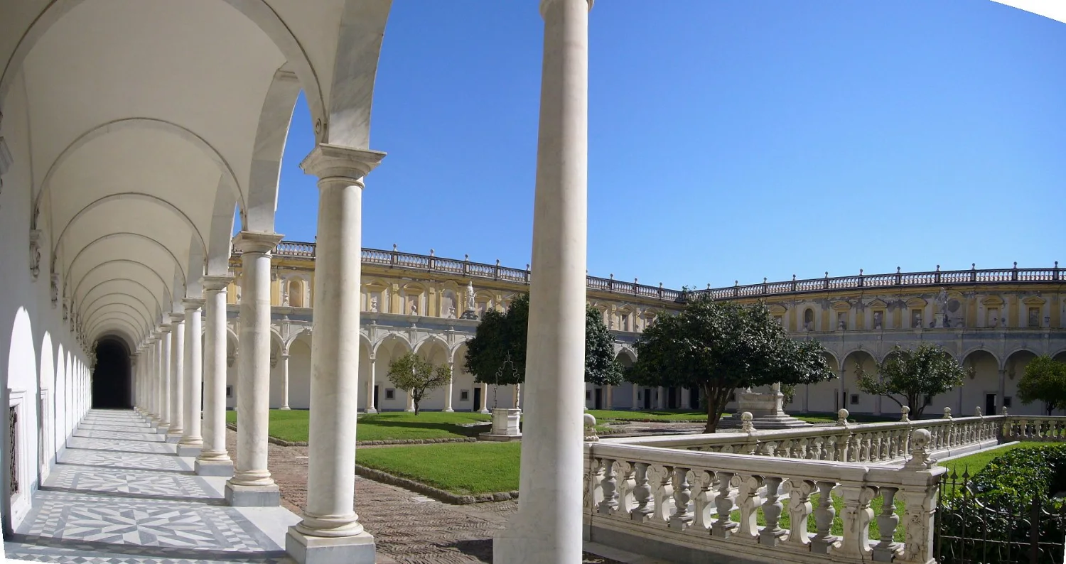 The great cloister of the Certosa di San Martino on the Vomero hill in Naples