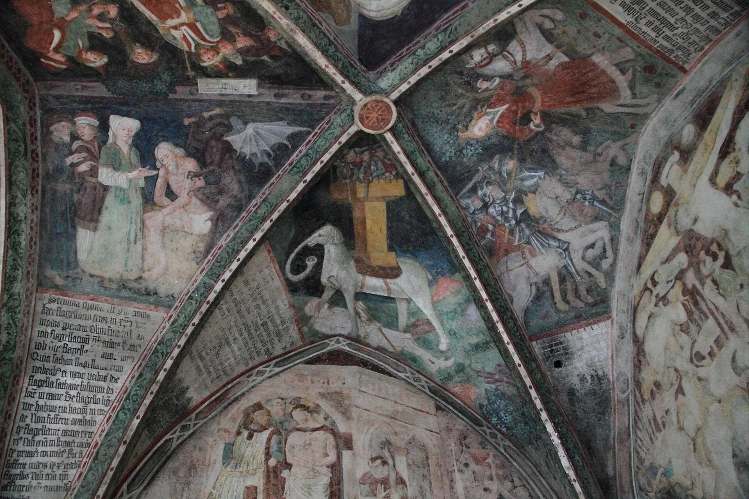 The frescoed vaults of the Gothic cloister of Brixen Cathedral