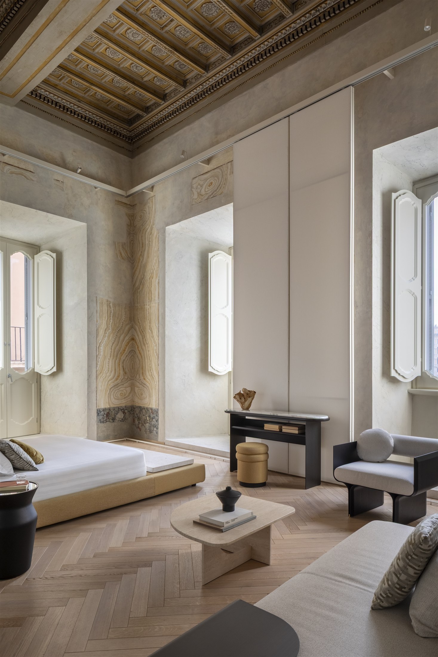 Camera di Hotel Trame a Roma progettata da Valeriano Boragina