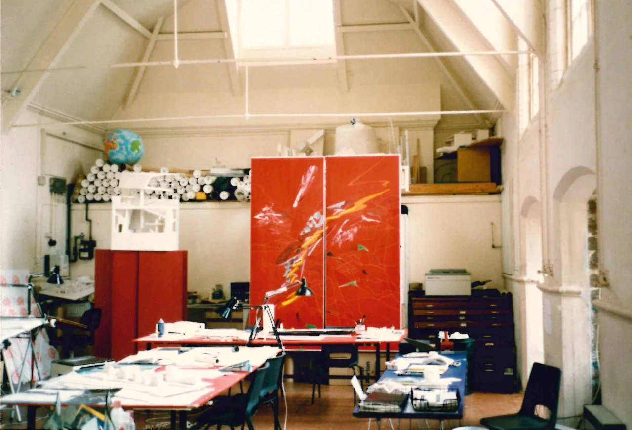 Interno dello Studio 9 nell'edificio di Bowling Green Lane a Londra, 1988