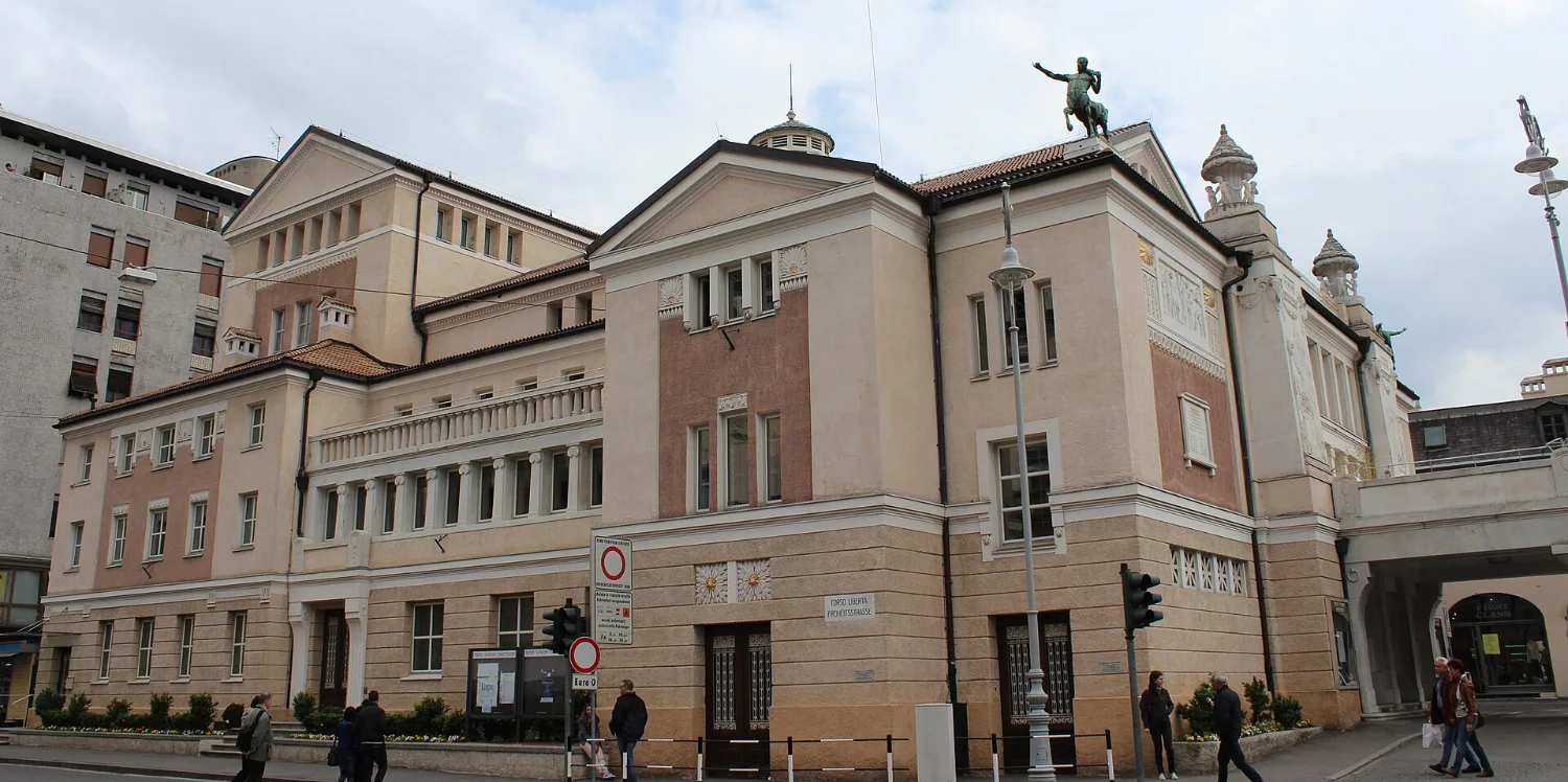 Jugendstil facade of the Puccini Theatre in Merano designed by Martin Dülfer