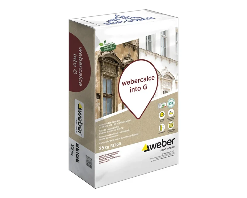 25 kg bag of webercalce into G lime render